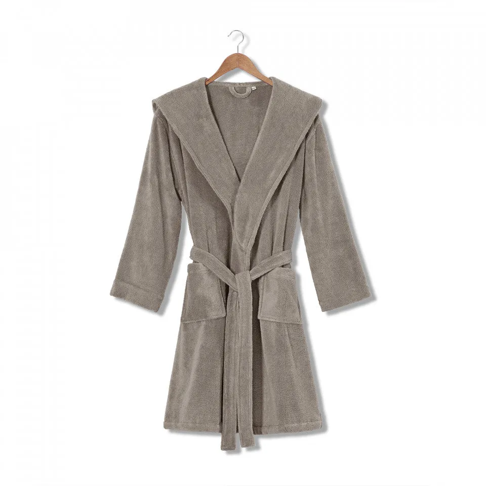 Luxurious 100% Pure Cotton Unisex Chicago Hooded Bathrobe in Warm Grey