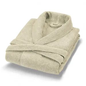 Luxurious 100% Pure Cotton Unisex Poem Heathered Bathrobe in Oatmeal