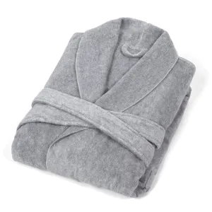 Luxurious 100% Pure Cotton Unisex Poem Heathered Bathrobe in Warm Grey