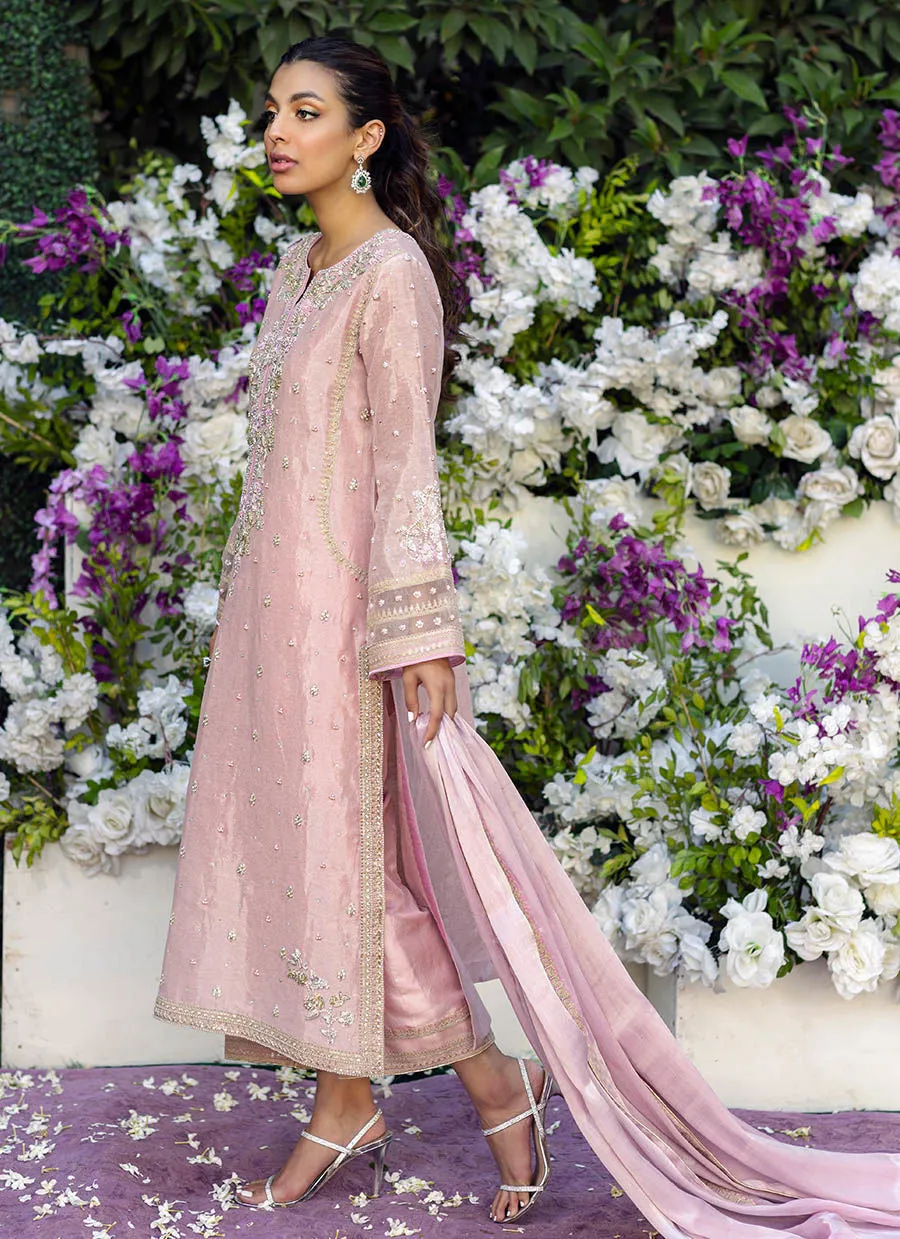 Luxury Pret- Willa Pink Shirt And Dupatta