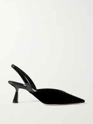 Maryanne 65 velvet and patent-leather slingback pumps