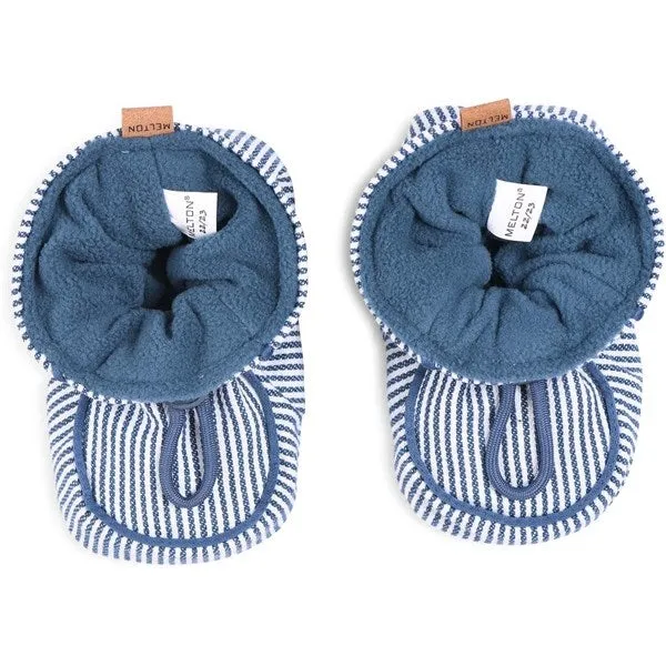 MELTON Striped Textile Slippers Dark Demin