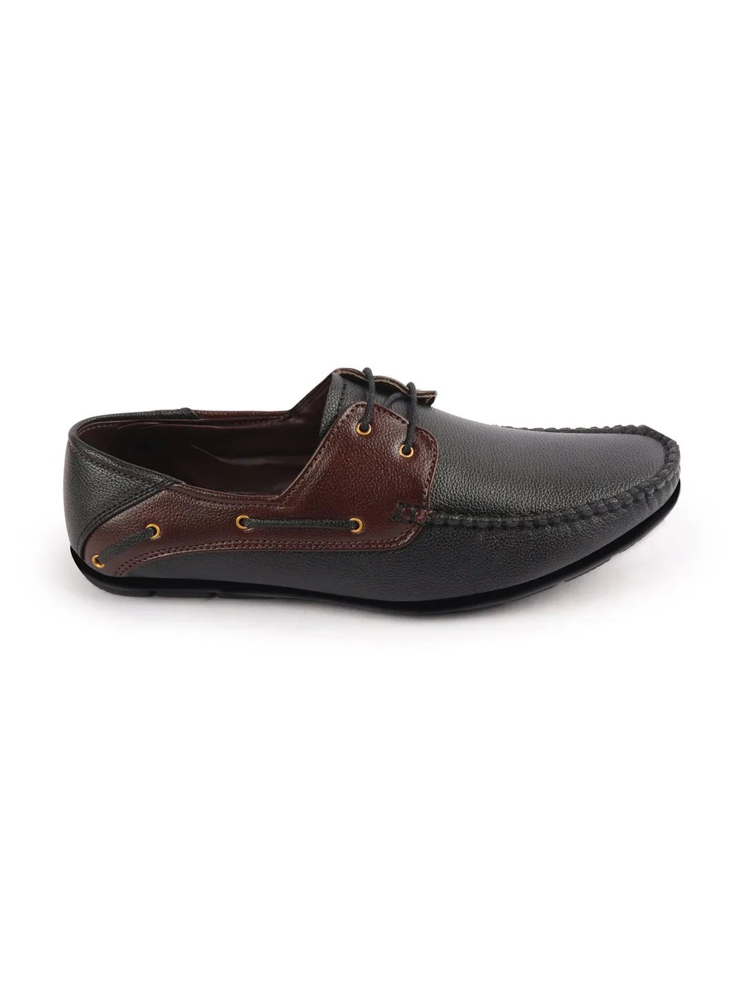 Men Black Slip On Boat Shoes