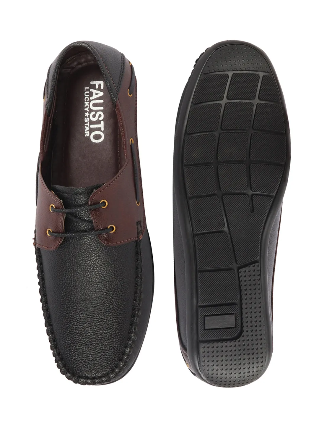 Men Black Slip On Boat Shoes