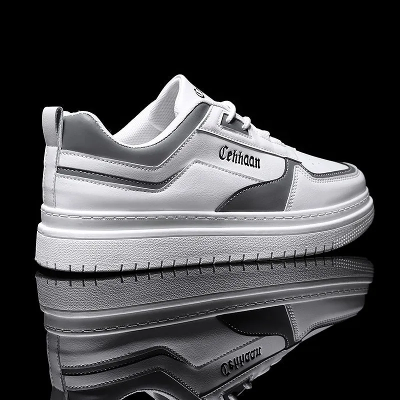 Men Sneakers Spring Autumn PU Leather Casual Shoes Fashion Breathable Skateboarding Shoes For Men Vulcanized Shoes Male