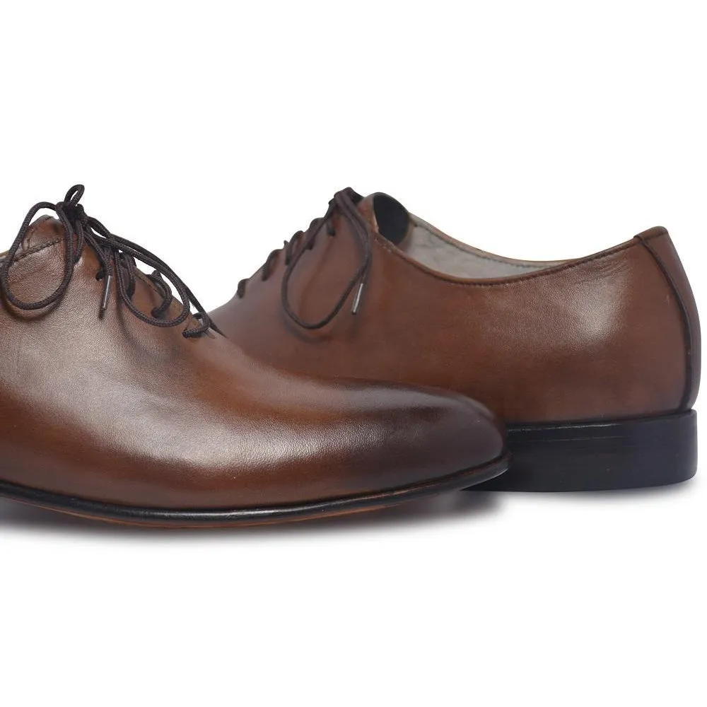 Men Two Tone Brown Formal Leather Shoes with Laces