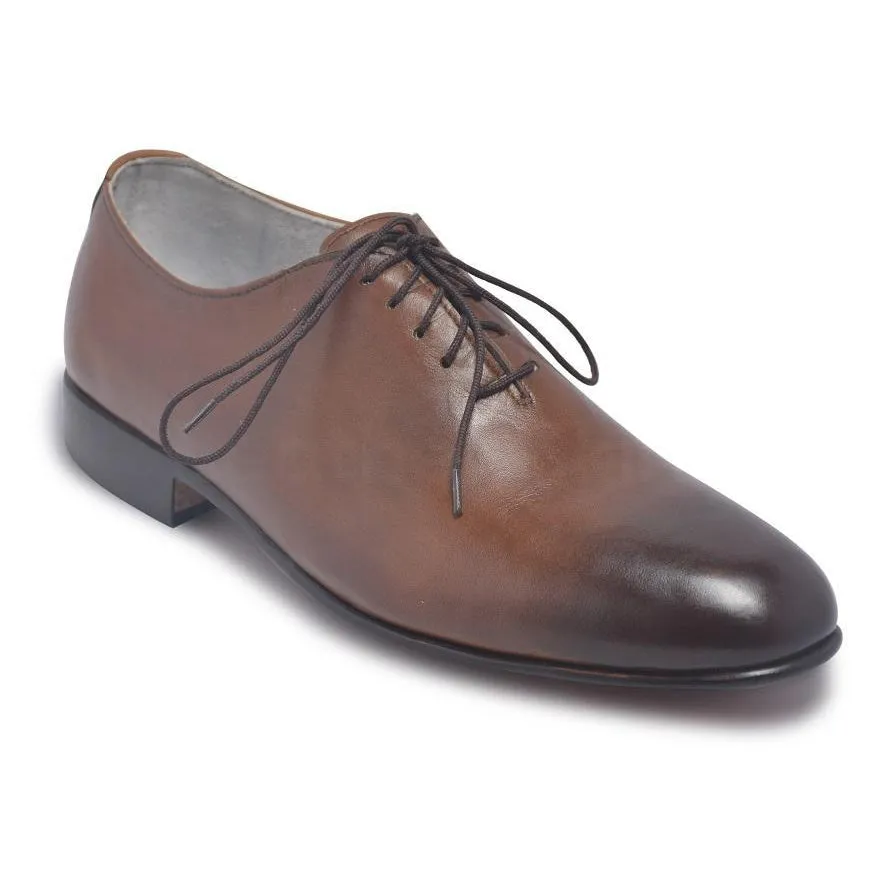 Men Two Tone Brown Formal Leather Shoes with Laces