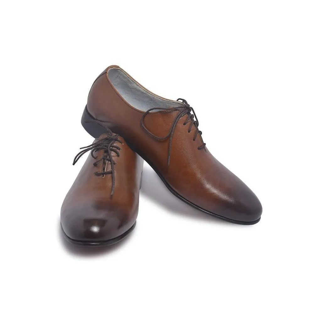 Men Two Tone Brown Formal Leather Shoes with Laces