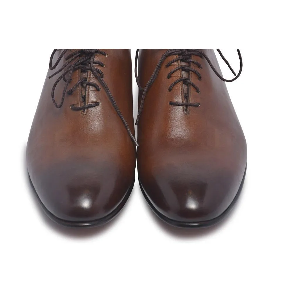 Men Two Tone Brown Formal Leather Shoes with Laces