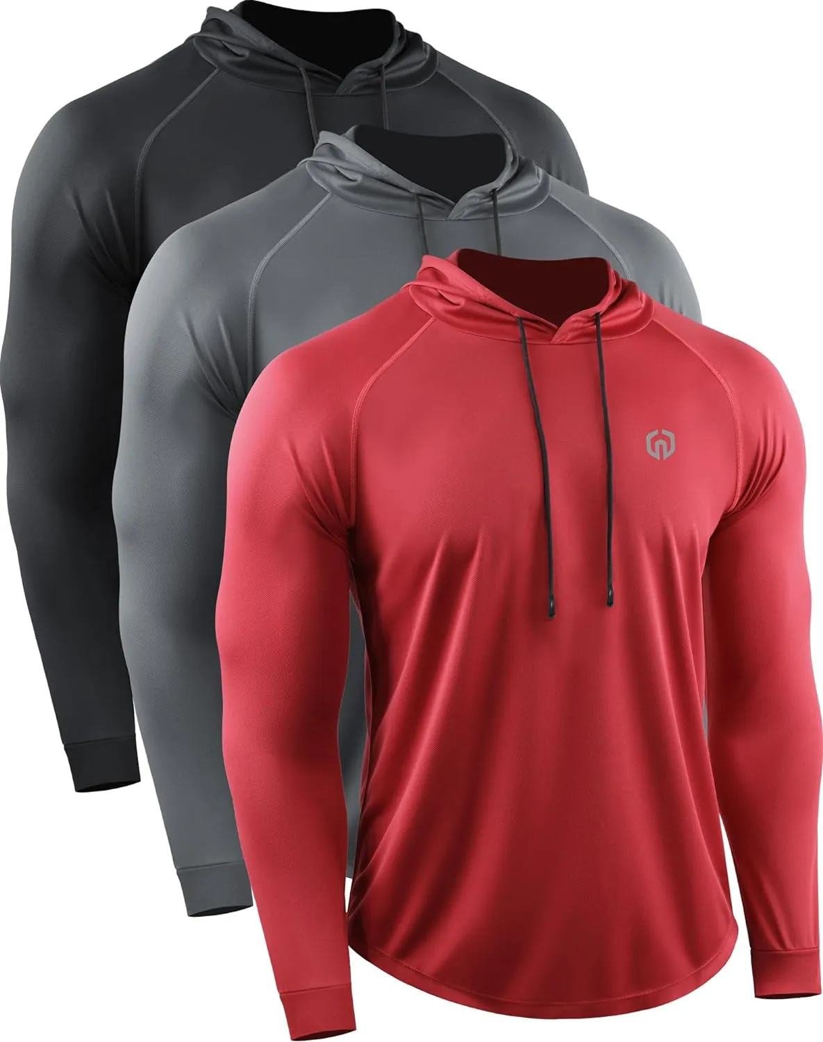 Men'S Dry Fit Athletic Shirt Workout Running Long Sleeve Shirts with Hoods