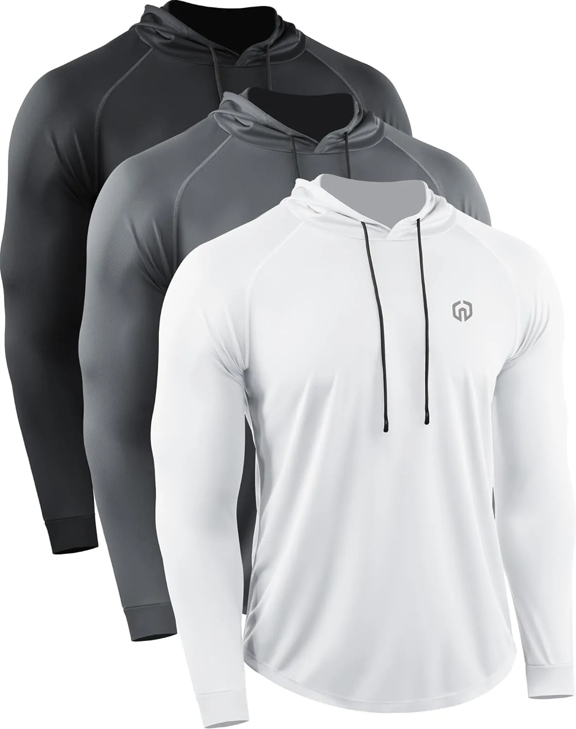 Men'S Dry Fit Athletic Shirt Workout Running Long Sleeve Shirts with Hoods