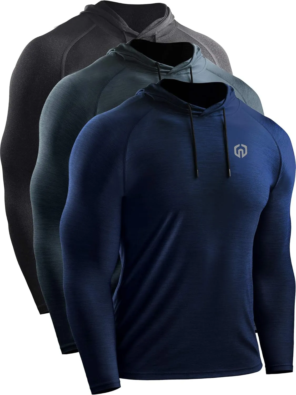 Men'S Dry Fit Athletic Shirt Workout Running Long Sleeve Shirts with Hoods