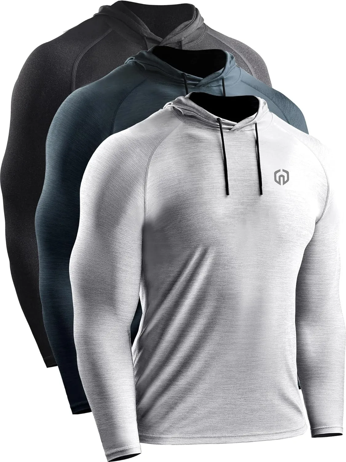 Men'S Dry Fit Athletic Shirt Workout Running Long Sleeve Shirts with Hoods