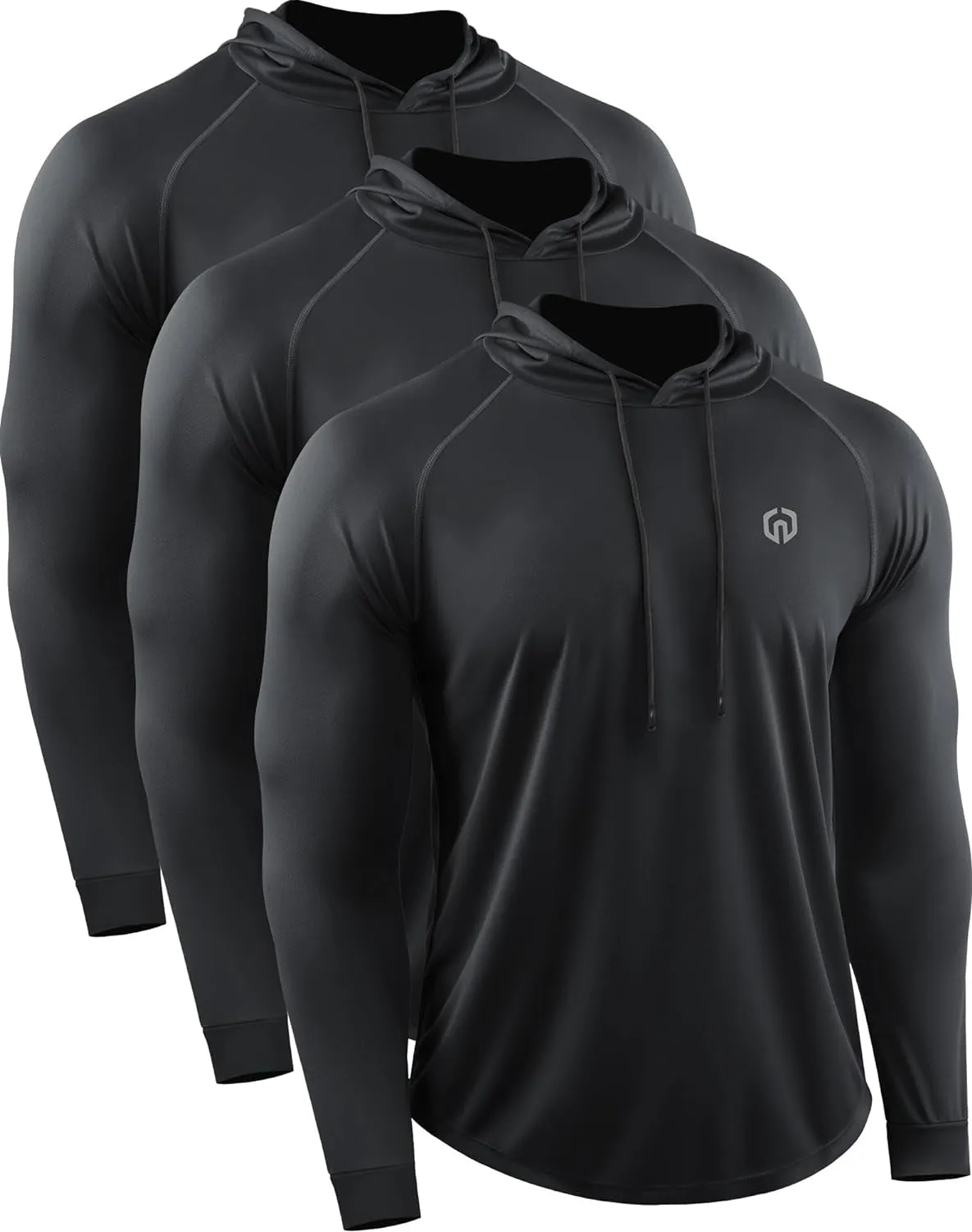 Men'S Dry Fit Athletic Shirt Workout Running Long Sleeve Shirts with Hoods