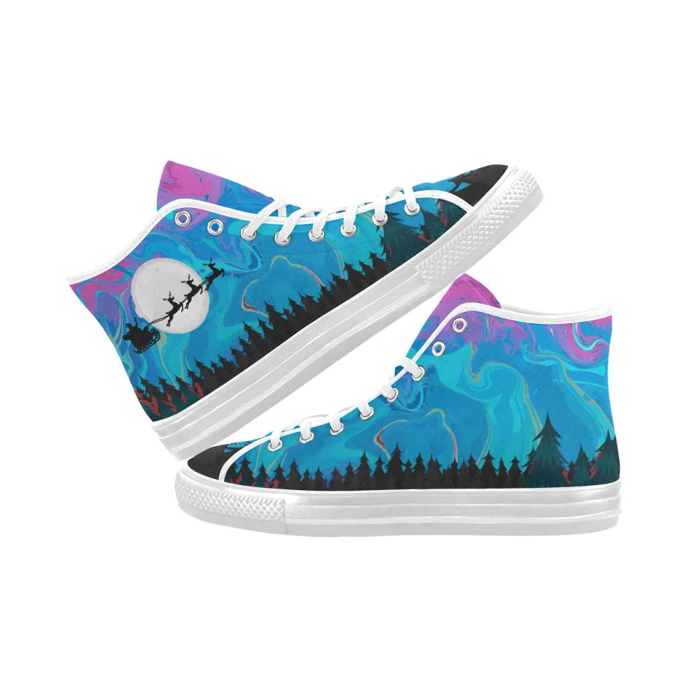 Men's Flying Santa Big Size Canvas High Top Shoes