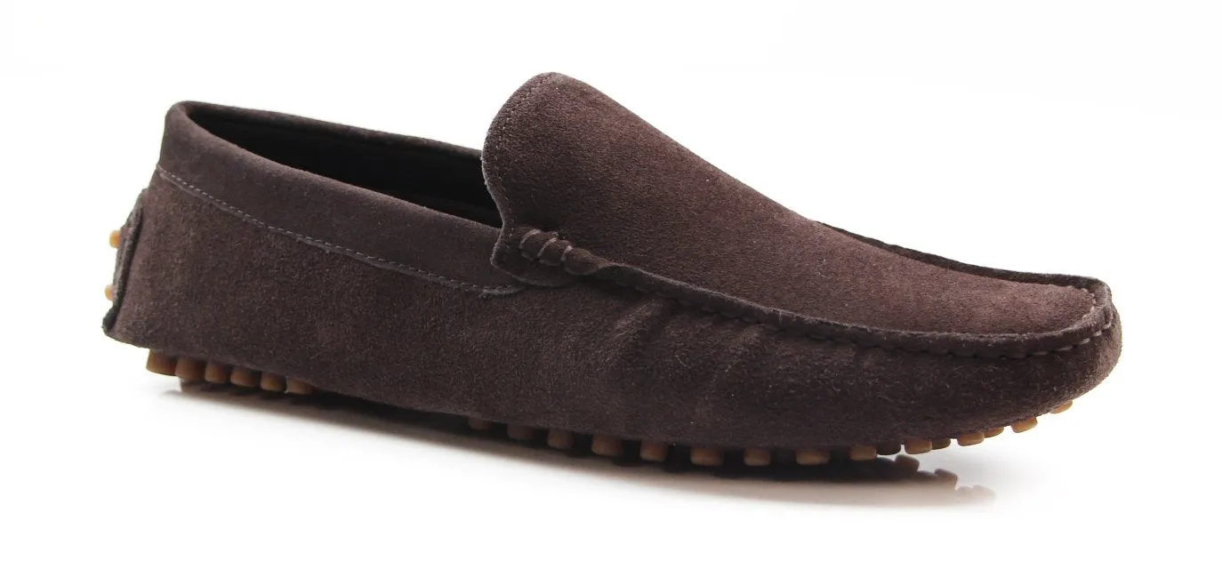 Mens Zasel Summer Slip On Dark Brown Suede Boat Shoes