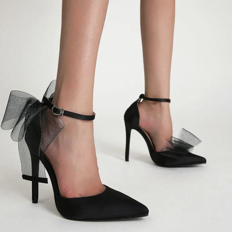 Merendy Basile Plus Size Bow Stiletto Pointed Toe Pumps