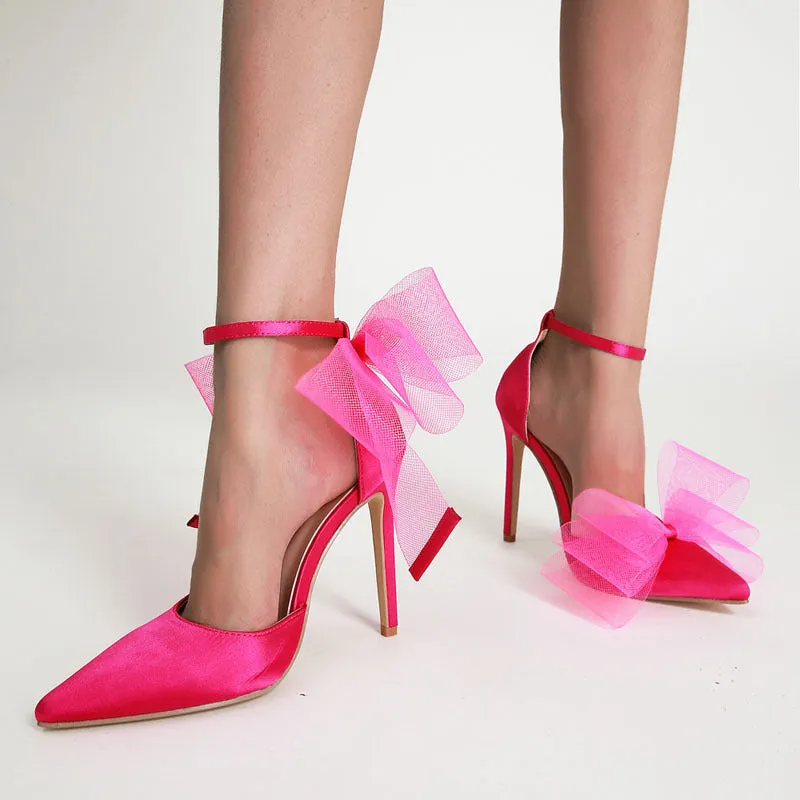 Merendy Basile Plus Size Bow Stiletto Pointed Toe Pumps