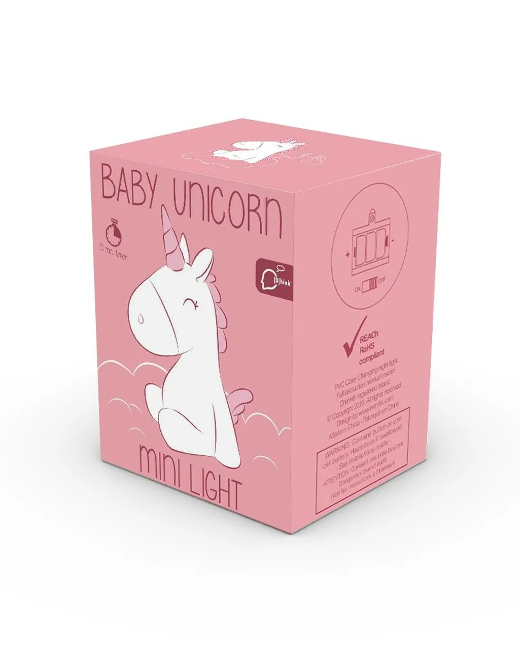 Mini Battery LED Night Light - Pink Baby Unicorn