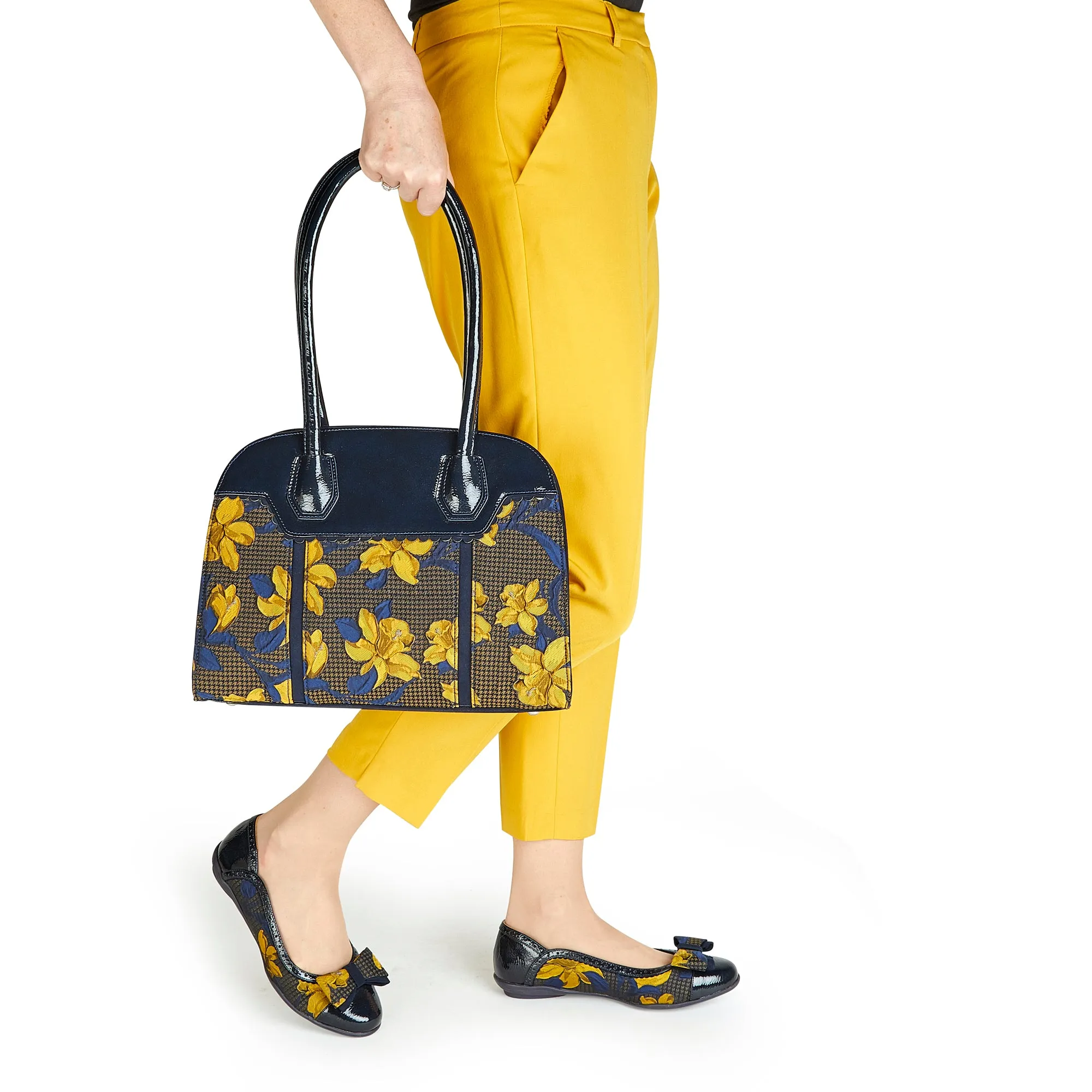 Montpellier Navy Blue & Mustard Large Shopper Bag (Matches Lulu & Amber Shoes) by Ruby Shoo