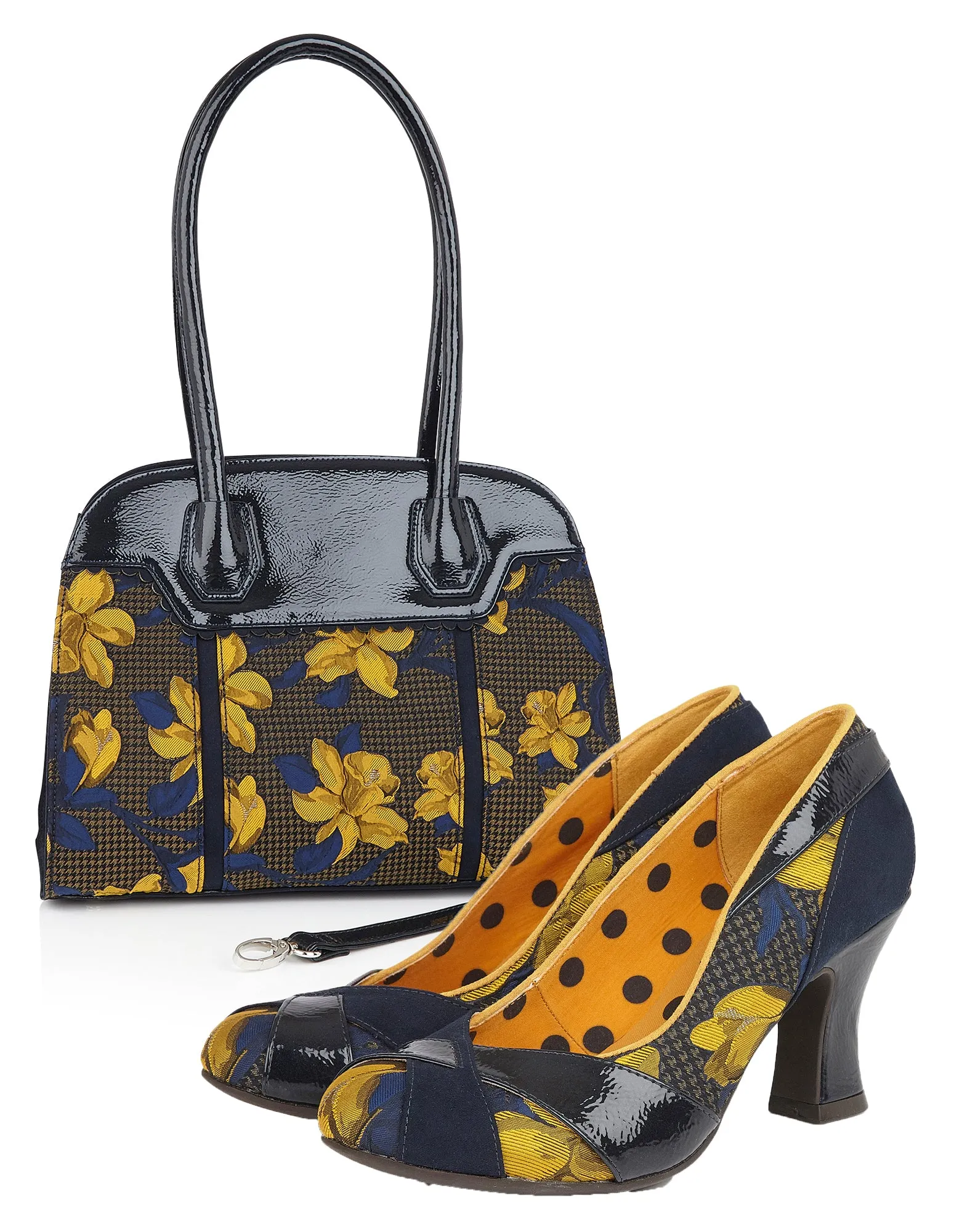 Montpellier Navy Blue & Mustard Large Shopper Bag (Matches Lulu & Amber Shoes) by Ruby Shoo