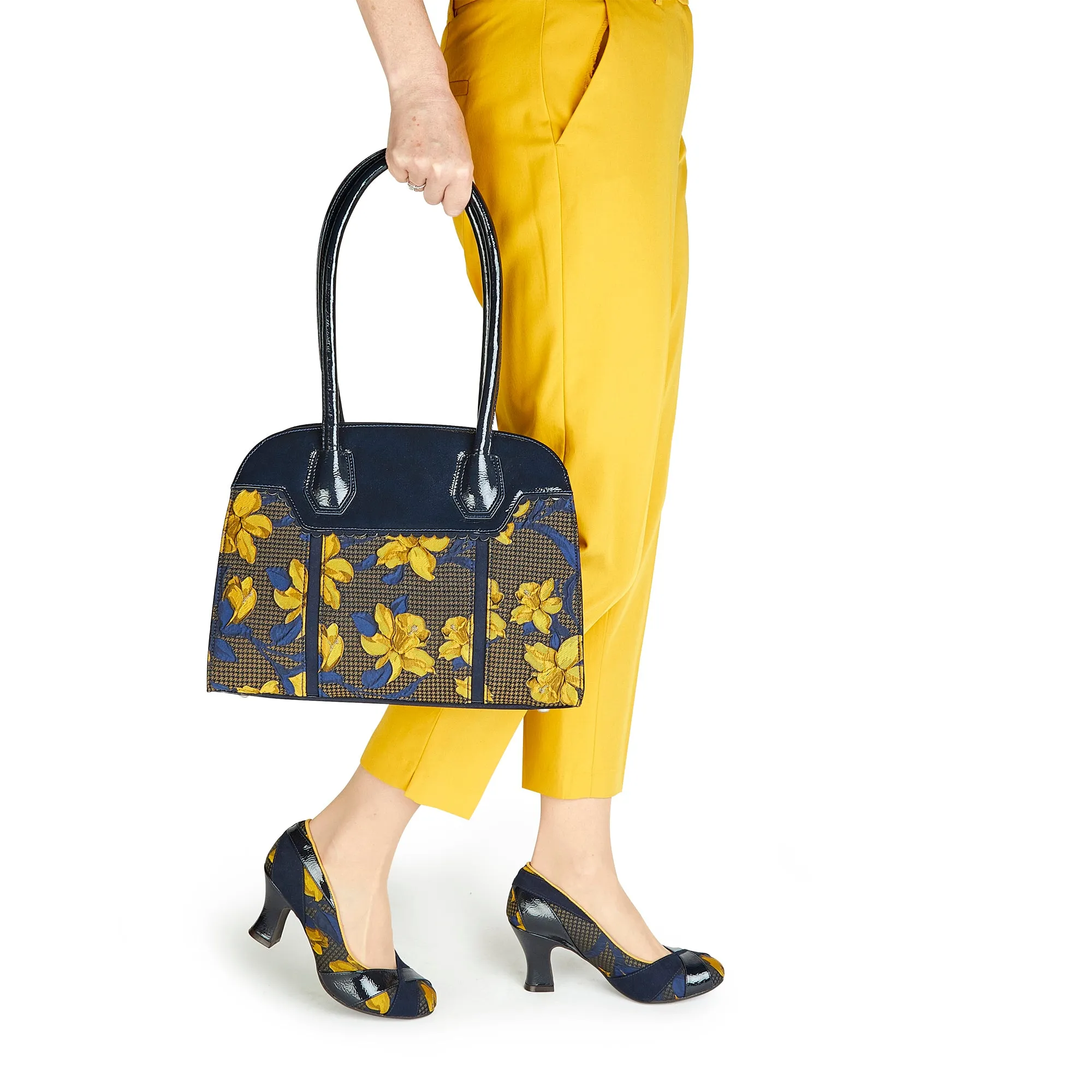 Montpellier Navy Blue & Mustard Large Shopper Bag (Matches Lulu & Amber Shoes) by Ruby Shoo