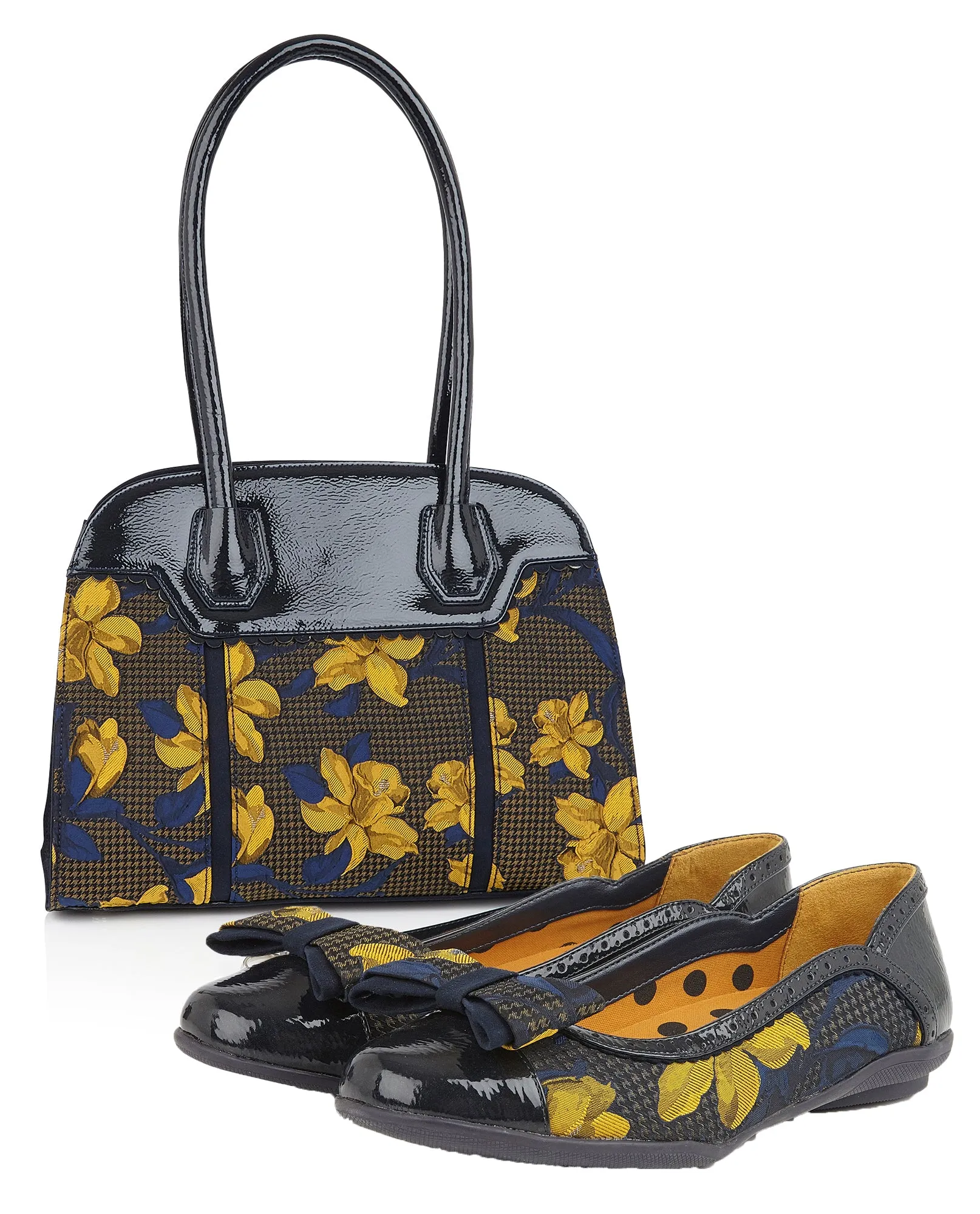 Montpellier Navy Blue & Mustard Large Shopper Bag (Matches Lulu & Amber Shoes) by Ruby Shoo