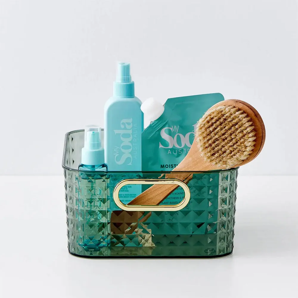 (Net) Crystal Cut Bathroom Organizer Sage - Elevate Your Bathroom Aesthetics