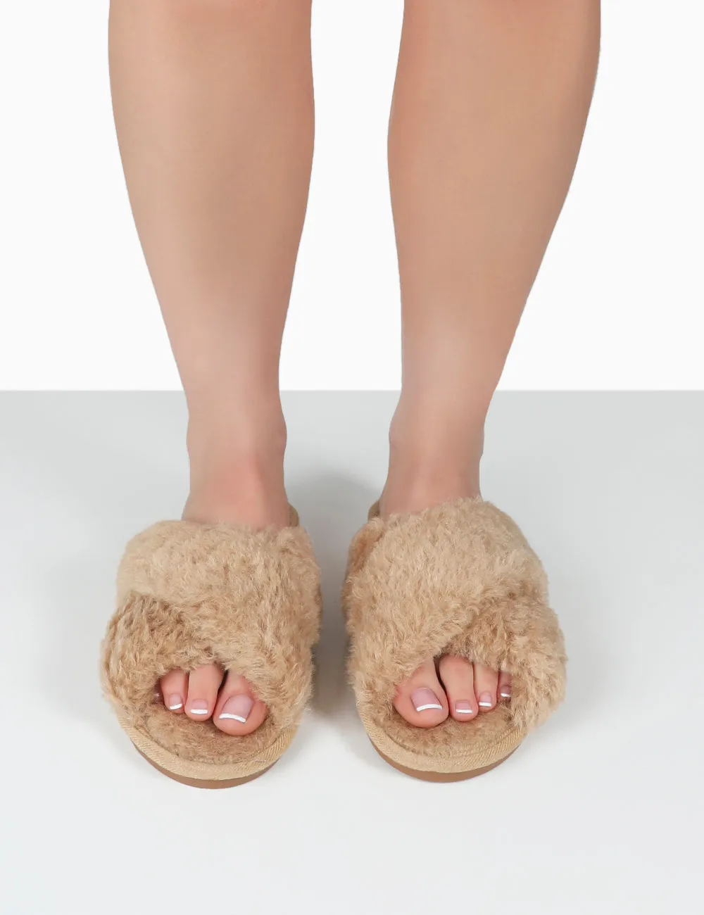 Nightcap Beige Cross Strap Slippers