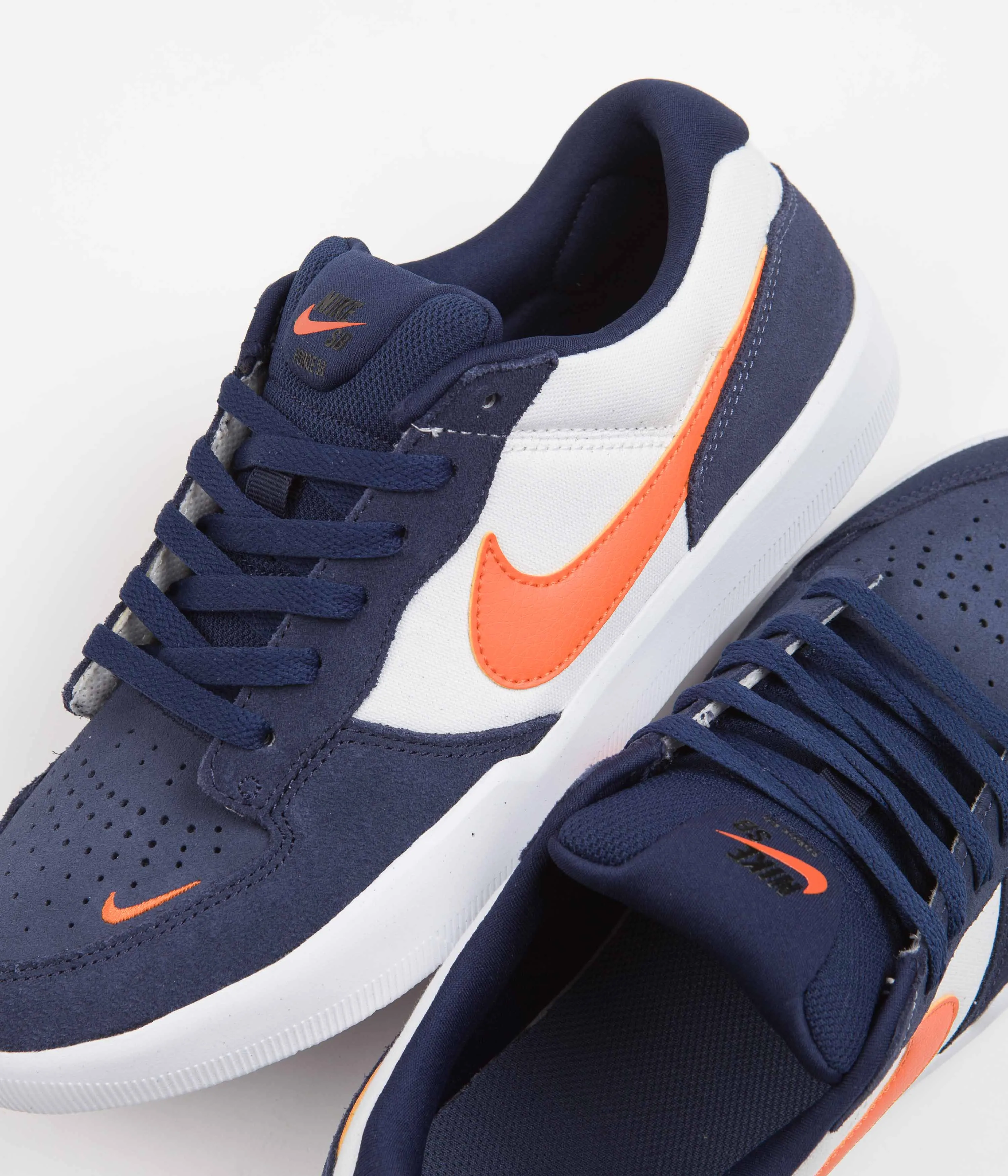 Nike SB Force 58 Shoes - Midnight Navy / Safety Orange - White