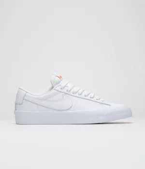 Nike SB Orange Label Blazer Low Pro GT Shoes - White / White - White - White