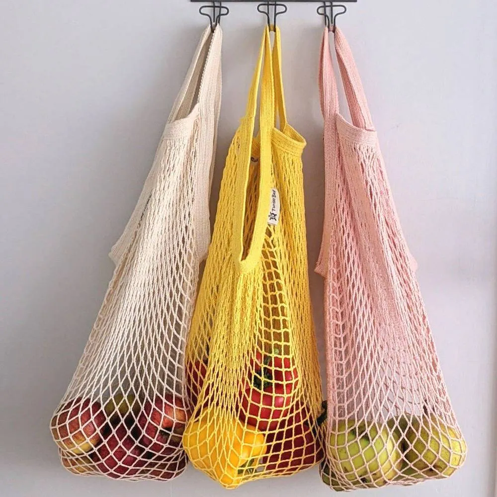 Organic Cotton Long-Handled String Bag by Turtle Bags - Various Colours