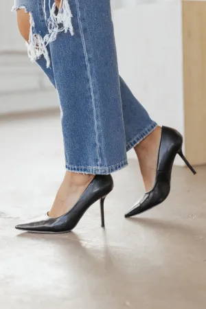 Payton Black Pointed Toe Stiletto Heels