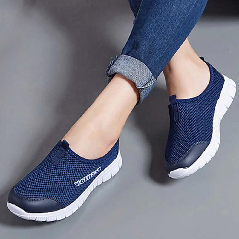 Plus Size Women Light Sneakers Casual Mesh Breathable Flat Shoes