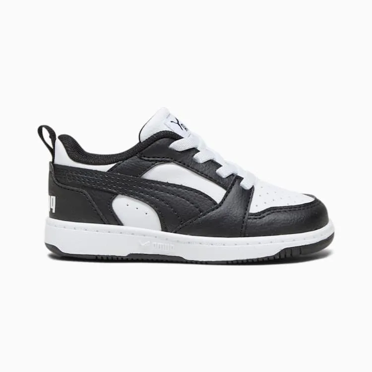 PUMA KID'S REBOUND V6 WHITE/BLACK BASKETBALL SHOES