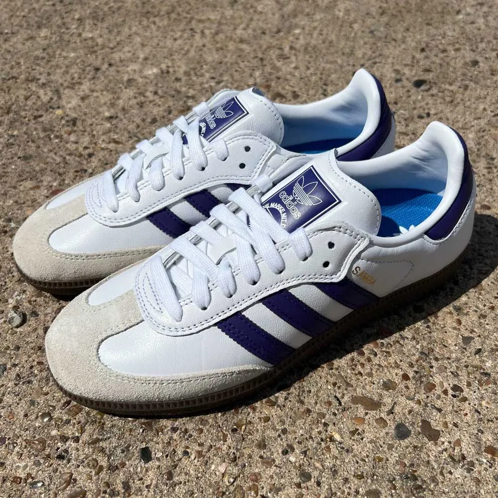 Purple White Samba ADV Adidas Skateboarding Leather Suede Shoes