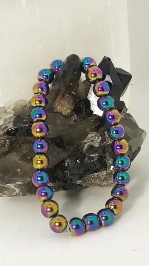 Rainbow Hematite Stretchy Bracelet