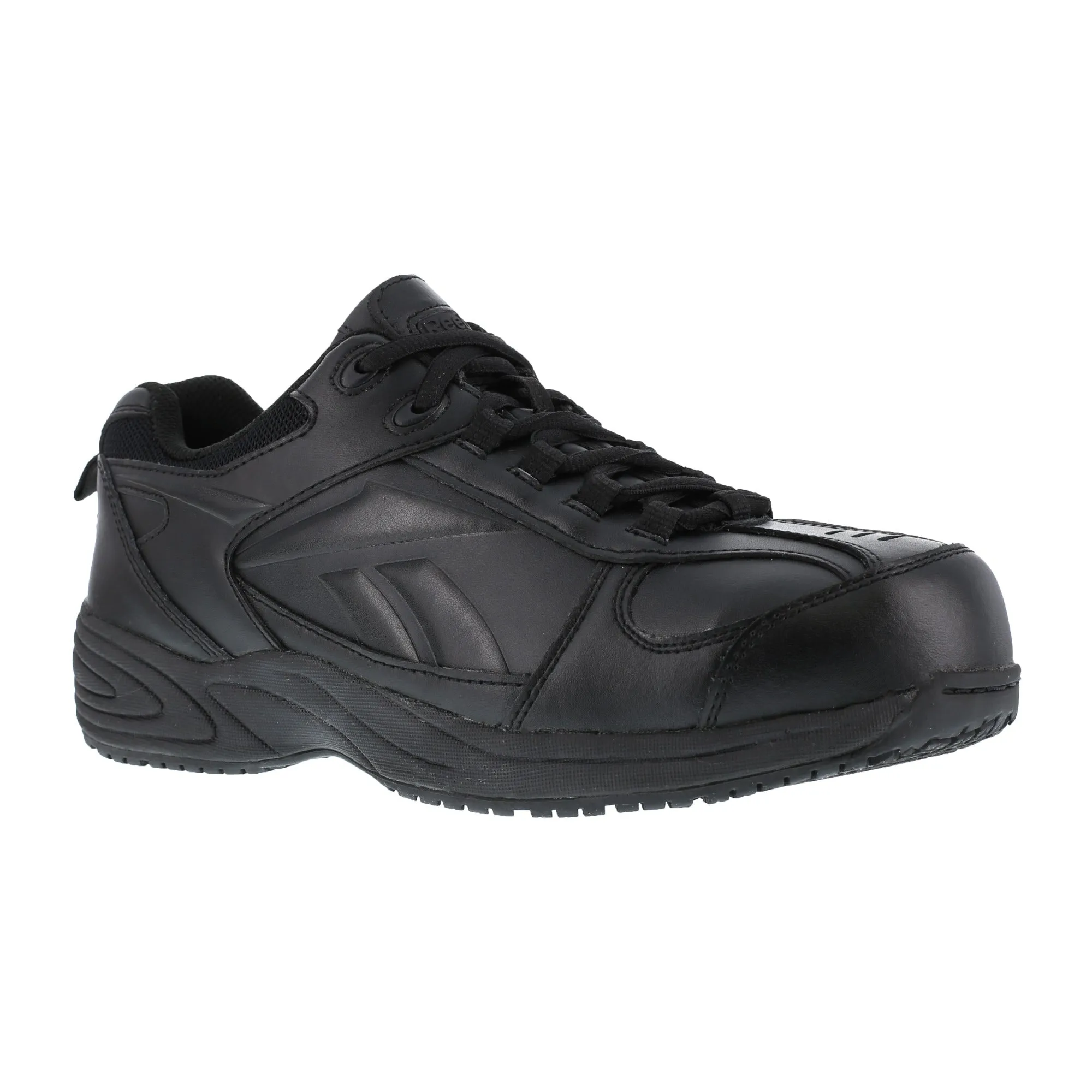 Reebok Mens Black Leather Street Sport Jogger Oxford Jorie Comp Toe