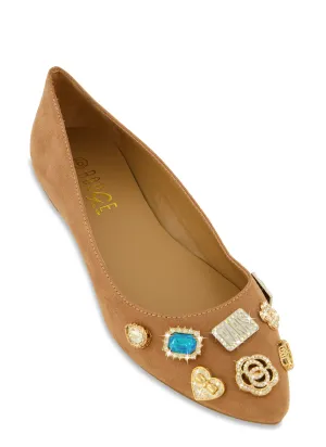 Rhinestone Embellished Pointed Toe Flats