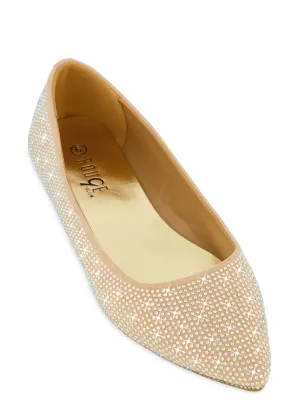 Rhinestone Studded Pointy Ballet Flats