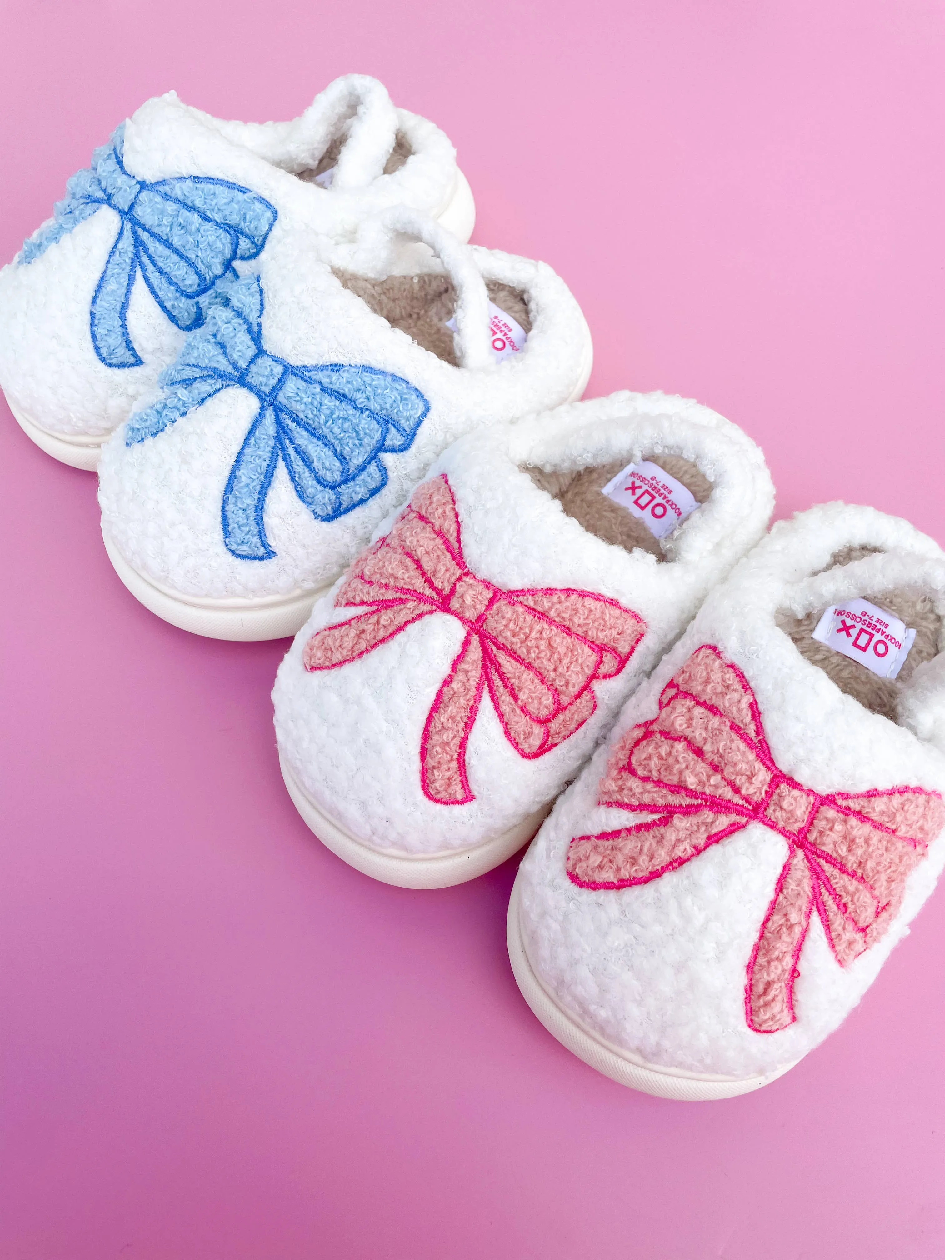 Rock Paper Scissors - Toddler/Kids Pink Bow Slippers: Small