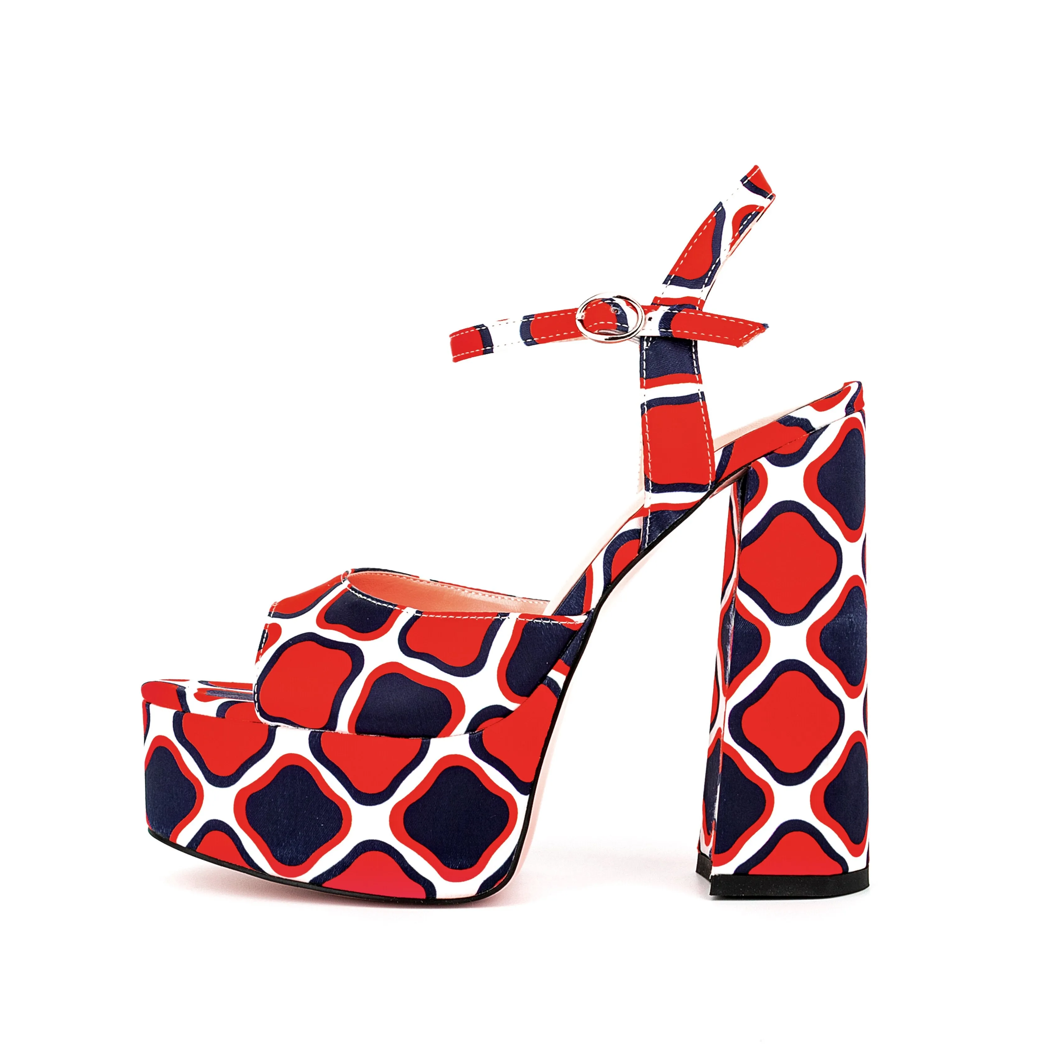 Round Toe Chunky Square Heels Platform Sandals