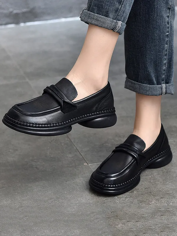 Round-Toe Solid Color Square-Toe Shoes