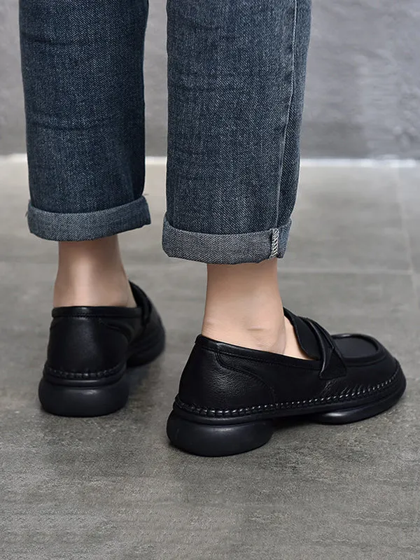 Round-Toe Solid Color Square-Toe Shoes