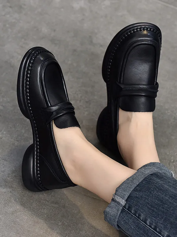 Round-Toe Solid Color Square-Toe Shoes