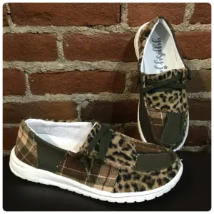 Sale Gypsy Jazz Khaki Leopard Patchwork Shoe