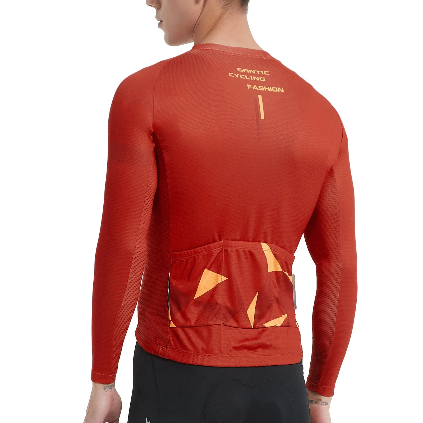 Santic Ares Men’s Cycling Jersey Bike Jersey Long Sleeve Red