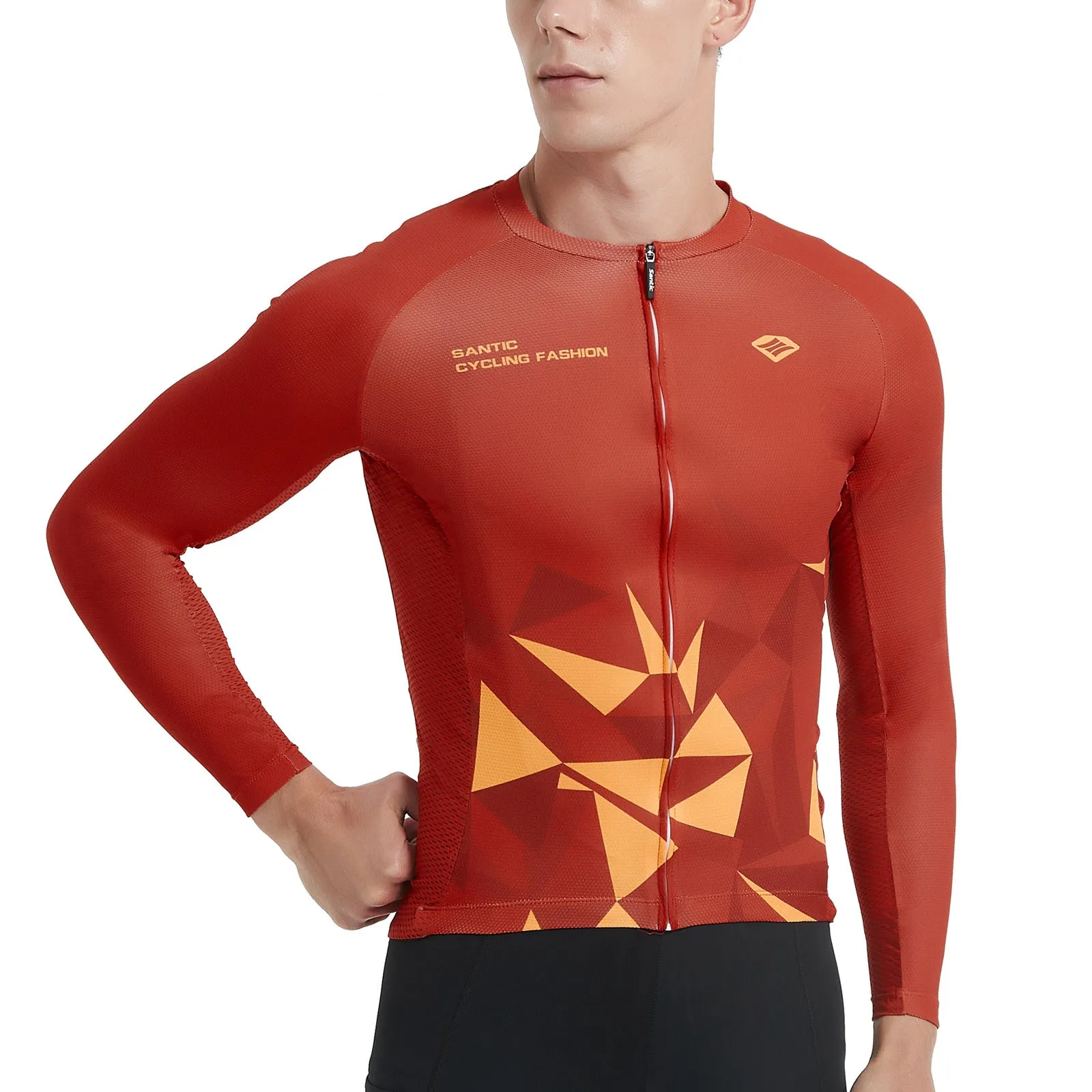 Santic Ares Men’s Cycling Jersey Bike Jersey Long Sleeve Red