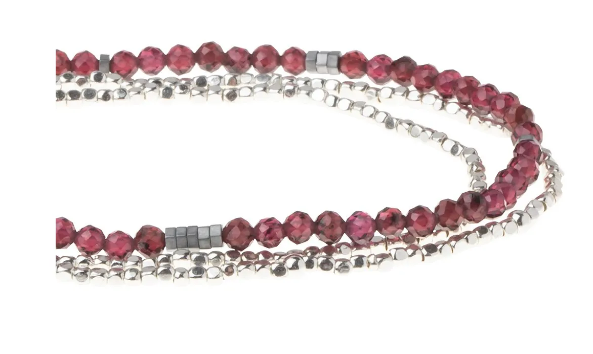 Scout Delicate Stone Wrap Bracelet / Necklace - Garnet Stone Of Health