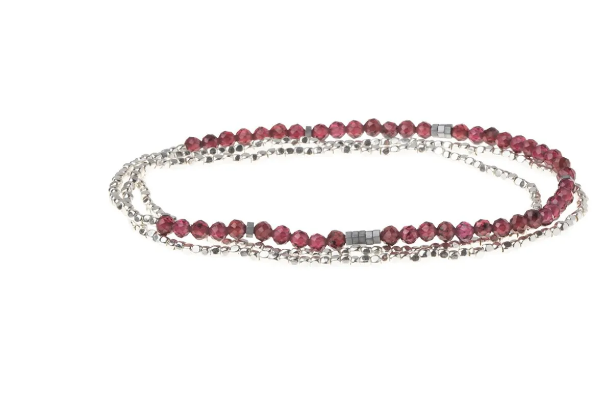 Scout Delicate Stone Wrap Bracelet / Necklace - Garnet Stone Of Health